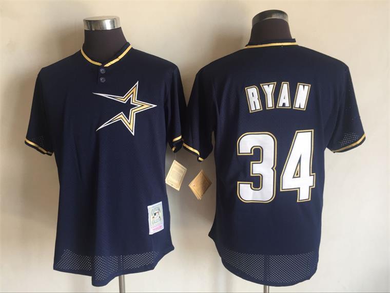 2017 MLB Houston Astros #34 Nolan Ryan Blue Throwback Jerseys->minnesota twins->MLB Jersey